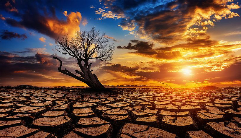 Zonsondergang met een boom van Mustafa Kurnaz