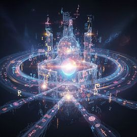 Abstrakte geometrische Strukturen mit musikalischen und alphabethischen Elementen von Markus Gann