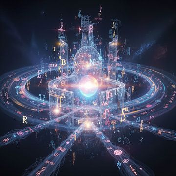 Abstracte geometrische structuren met muzikale en alfabetische elementen van Markus Gann