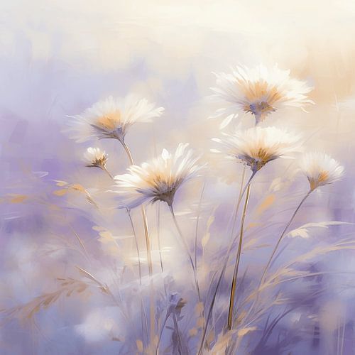 Painting of Softness: Flowers in Soft Embrace