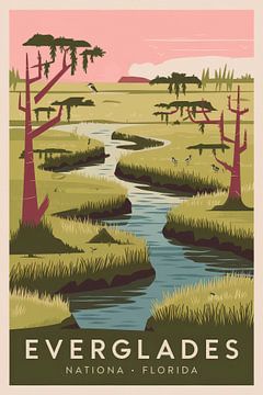 Everglades, Florida Vintage Travel Poster. by Poster Art Shop