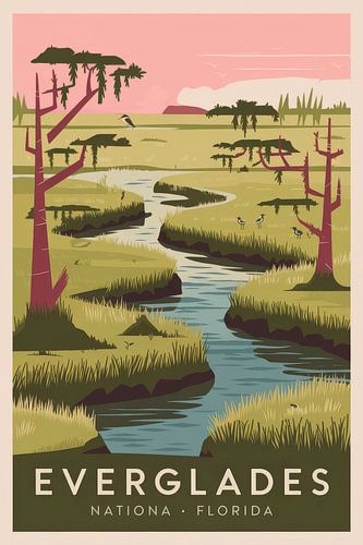 Everglades, Florida Vintage Reisposter.