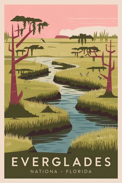 Everglades, Florida Vintage Travel Poster. von Poster Art Shop