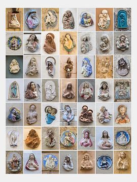 collage madonna maria beeldjes van Yke de Vos
