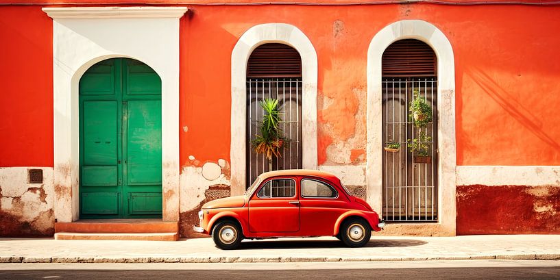Scenic Parking: Fiat in front of Colonial House by ByNoukk