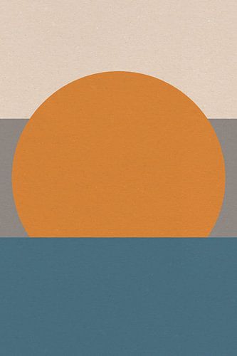 Ikigai. Abstracte minimalistische Zen kunst. Zon, maan, oceaan IV