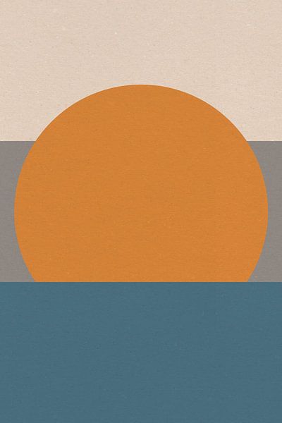 Ikigai. Abstracte minimalistische Zen kunst. Zon, maan, oceaan IV van Dina Dankers