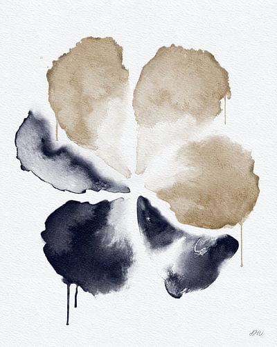 Watercolour flower, beige &, blue
