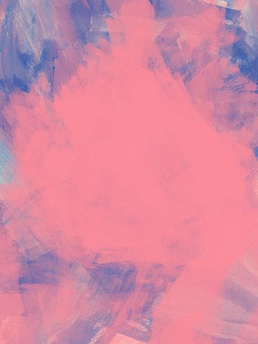 Vibrant pink blue abstract painting by Dina Dankers