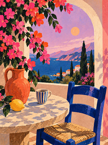 Coffee with a sea view – a terrace overlooking the Mediterranean
