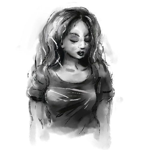 Portret vrouw met gesloten ogen