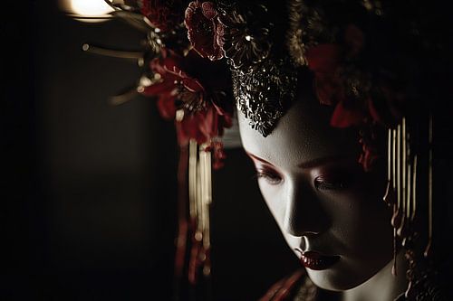 schilderachtig Japan met vrouw