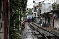 Train track in the middle of Hanoi