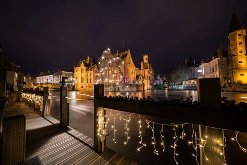 House Perez de Malvenda and Belfry of Bruges during the Christmas period