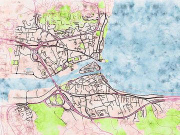 Kaart van Martigues in de stijl 'Soothing Spring' van Maporia