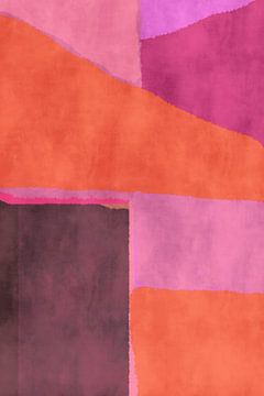 70s Retro veelkleurige abstracte vormen. Roze, oranje, bruin, paars en lila van Dina Dankers