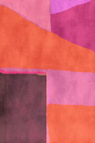 70s Retro veelkleurige abstracte vormen. Roze, oranje, bruin, paars en lila