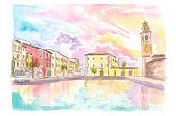 View of Porto Vecchio Lazise with clouds and sun by Markus Bleichner thumbnail