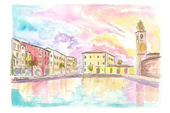 Blick auf Porto Vecchio Lazise mit Wolken und Sonne