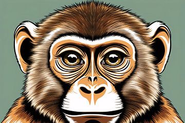 Moderne aap close-up illustratie van Art & Soul Creations