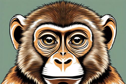 Moderne aap close-up illustratie