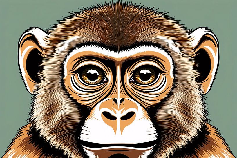 Modern monkey close-up illustration by Art & Soul Creations