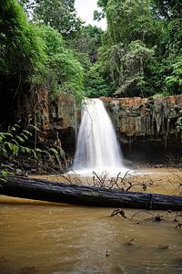 Wilde Flucht am kambodschanischen Wasserfall