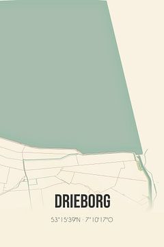 Vintage landkaart van Drieborg (Groningen) van MijnStadsPoster