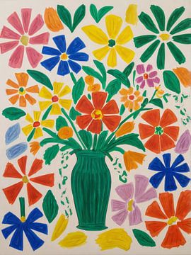 Bloemen in een vaas Stijl Henri Matisse van TOAN TRAN