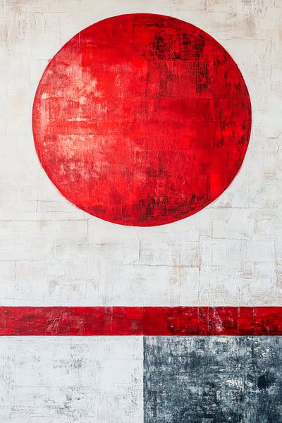 Kreis und Linien in strahlendem Rot von Poster Art Shop