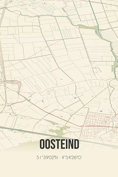 Vintage map of Oosteind (North Brabant) by Rezona