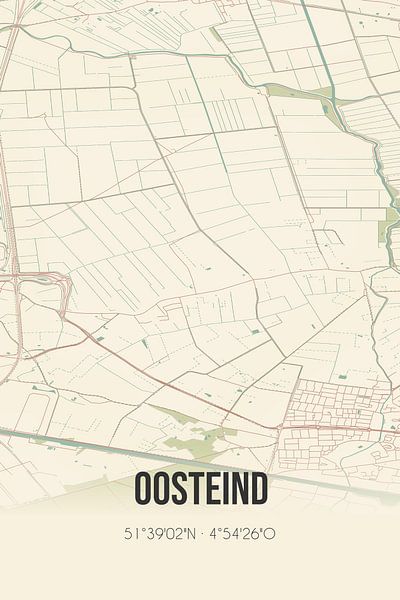 Alte Karte von Oosteind (Nordbrabant) von Ortsdrucke