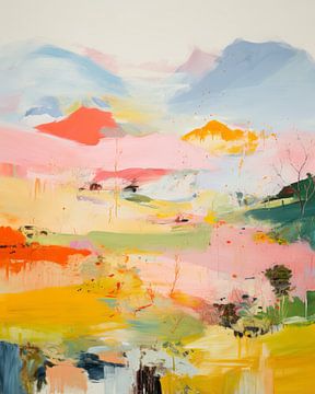 Moderne und abstrakte Landschaft in Pastellfarben von Studio Allee