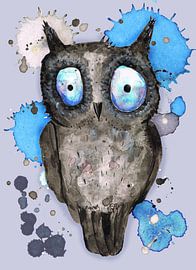 Hibou aux yeux bleus sur Bianca Wisseloo