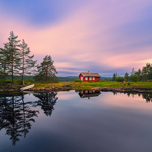 Sonnenaufgang in der Nähe von Tyristrand, Buskerud, Norwegen