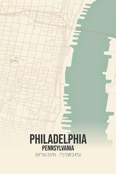 Carte ancienne de Philadelphie (Pennsylvanie), Etats-Unis. par Affiches de lieux