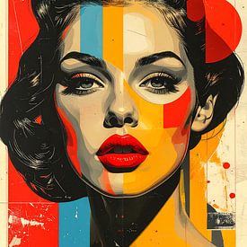 Visage féminin rétro-pop sur rendyokt rendy
