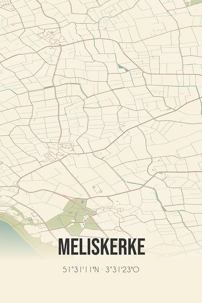 Vintage map of Meliskerke (Zeeland) by Prints of Place