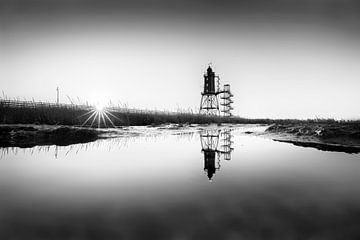 Lighthouse on the North Sea in black and white by Manfred Voss, Black-White Photography