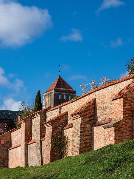 View of the Nikolai church and city wall in the Hanseatic city of Rostock by Rico Ködder