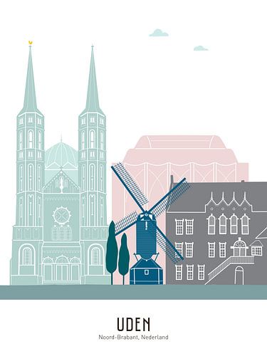 Skyline illustration Uden in colour by Mevrouw Emmer