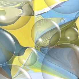 Vrolijke feestelijke  abstractie met bubbels en luchtbellen van Ans Houben