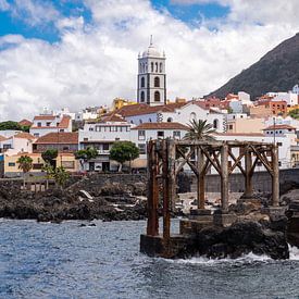 View from the harbour to Garachico with Iglesia de Santa Ana by Alexander Wolff