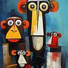 Famille de singes sur Peintures accrocheuses