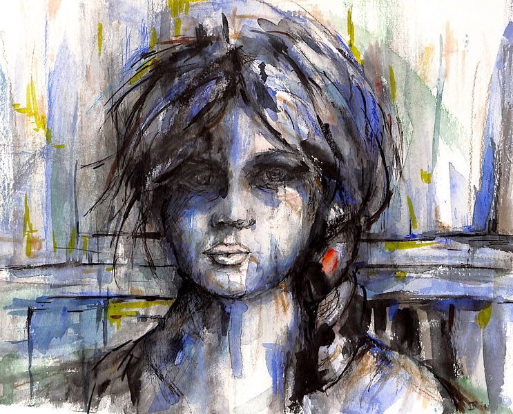 Emily. Hand-painted watercolour by Ineke de Rijk