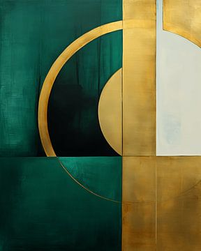 Modern en abstract in groen en goud van Studio Allee