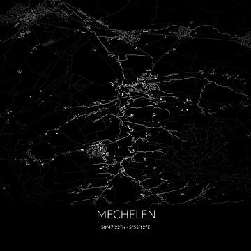 Black-and-white map of Mechelen, Limburg. by Rezona