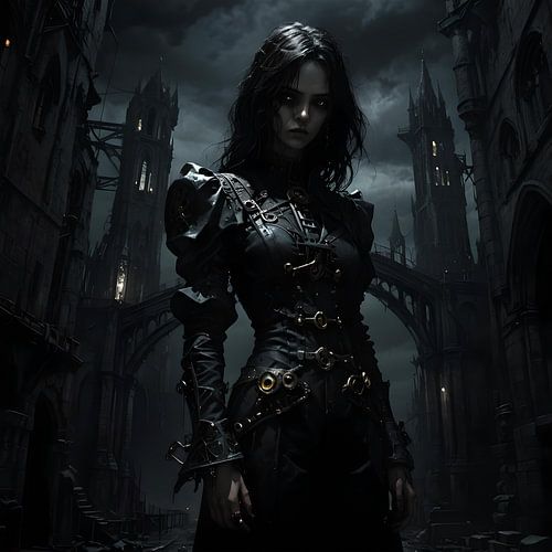 young woman, gothic, steampunk