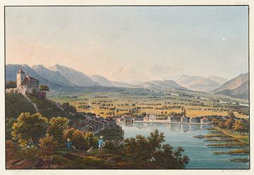 Uitzicht op kasteel Werdenberg en de Rijnvallei, Johann Ludwig Bleuler
