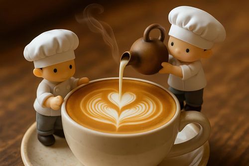 Kleine koks bij cappuccino hart